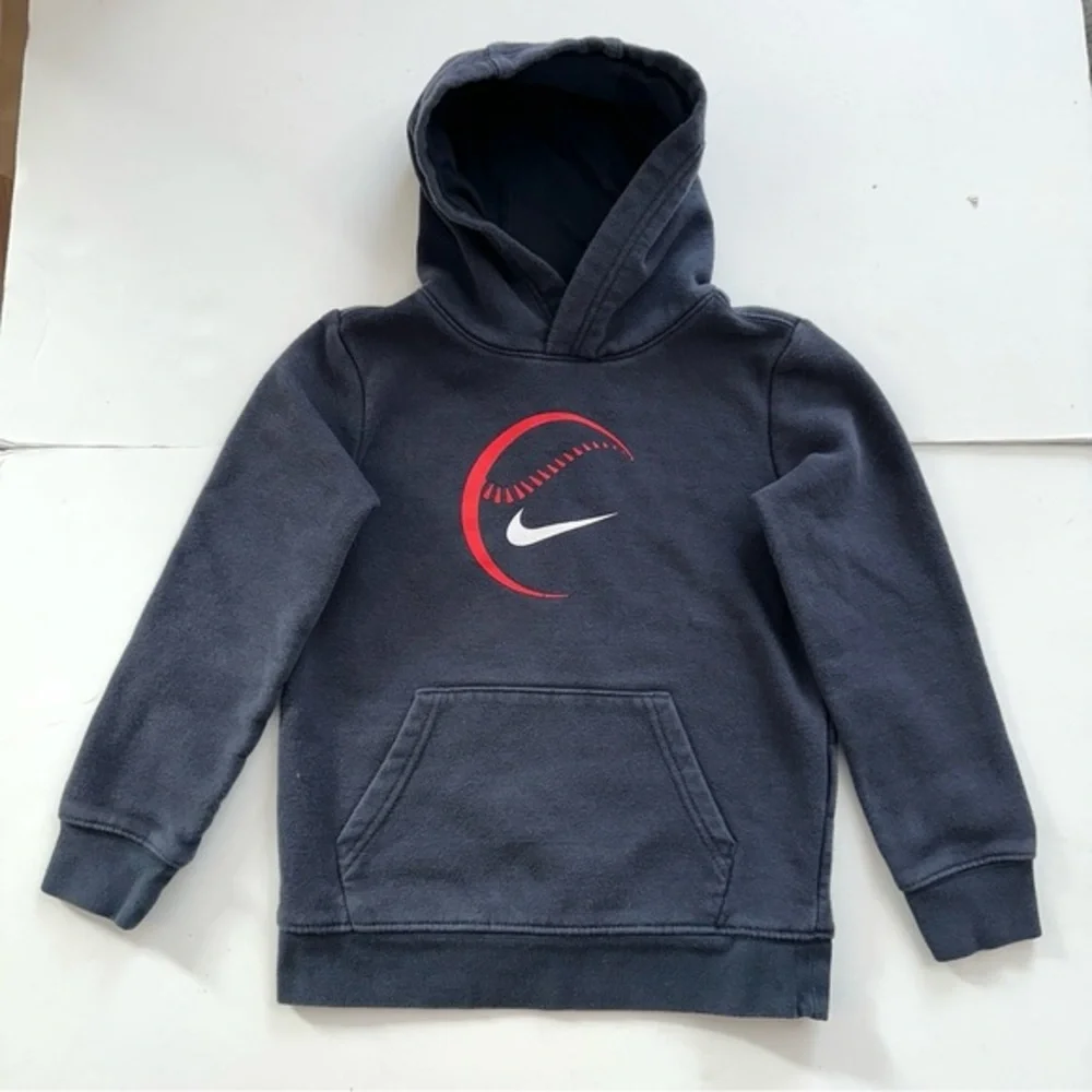 Nike Pullover‎ Hoodie Kids Size 6 Medium 5-6 Years Old Navy Blue